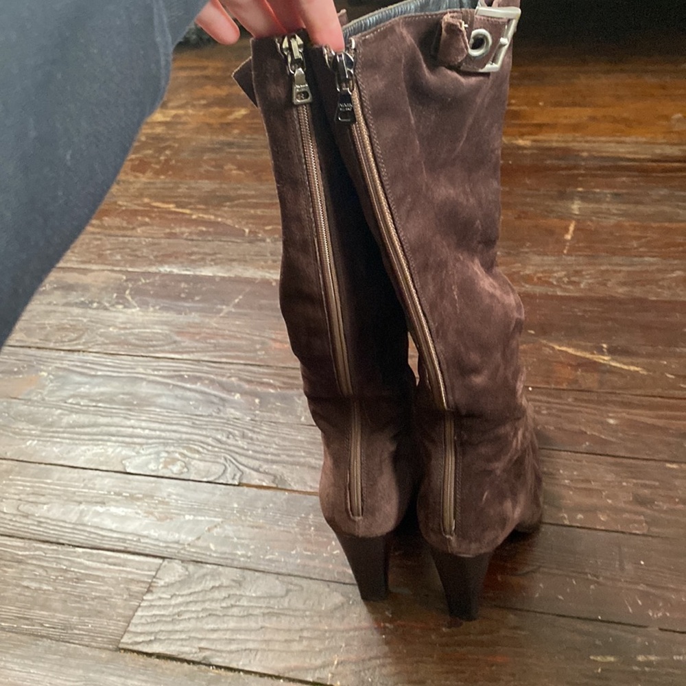 Brown tall suede Prada boots - Picture 5 of 6